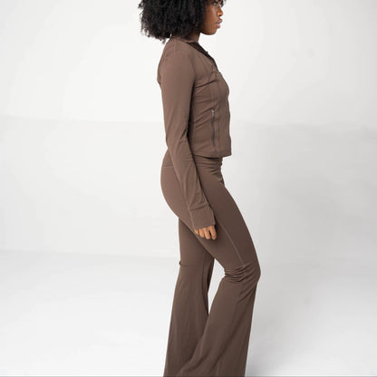 Mocha High-Waisted Flared Pants